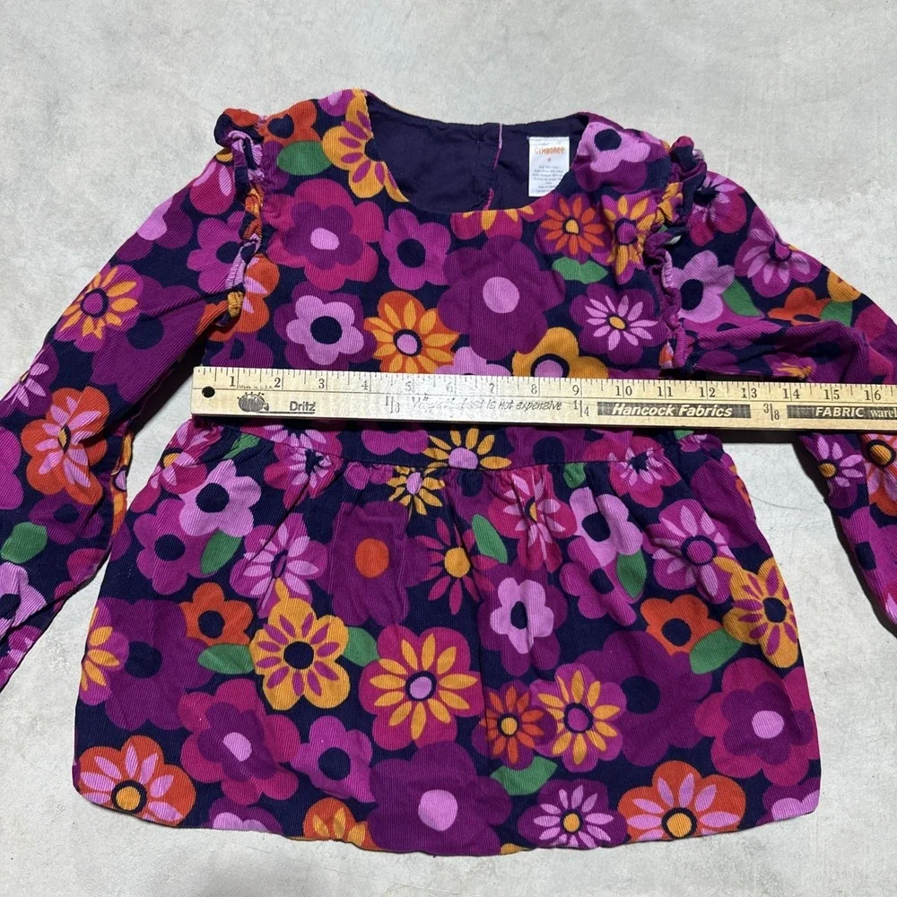 Girl's SZ 8 Gymboree Purple Daisy Floral Corduroy Shirt Long Sleeve Fall Winter